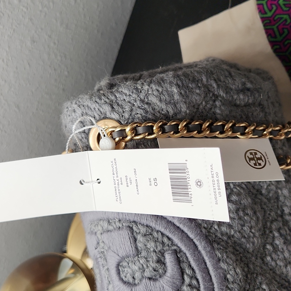 NWT Tory Burch Fleming Soft Boucle Convertible Shoulder Bag - Picture 2 of 3